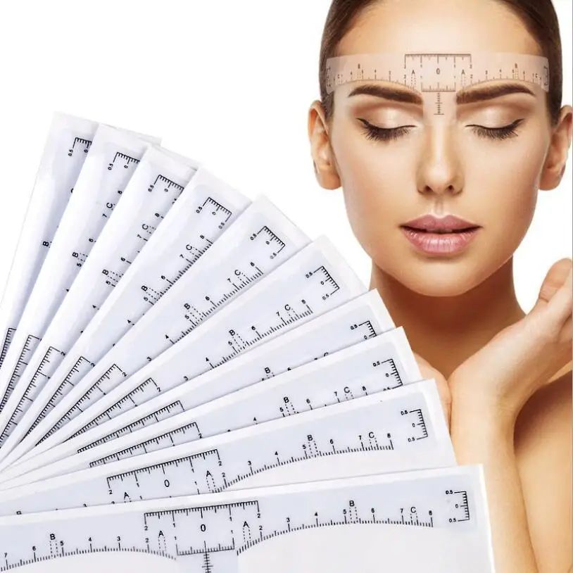 

100pcs Disposable Eyebrows Ruler Stickers Accurate Ruler Makeup Eyebrow Shaping Microblading Tools Tattoo Measurement