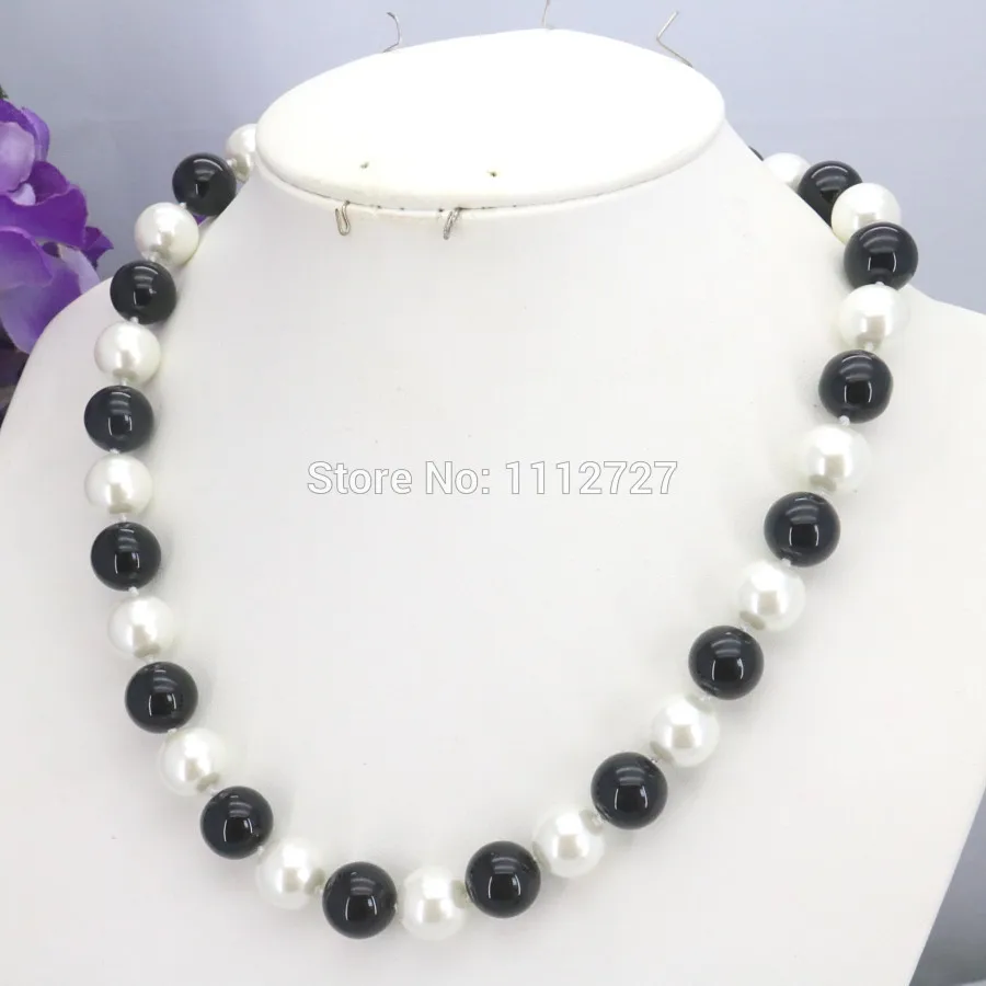 

lady's women's jewelry Christmas Gifts Girls 10mm White&Black Glass Pearl Beads Necklace Jewelry Making Design For Women