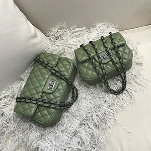 Green FEMALEE известный бренд, женские сумки-мессенджеры в американском стиле, дамские сумки на плечо с ромбовидной решеткой, клетчатые цепи, квадратные мини-сумки - Цвет: Green