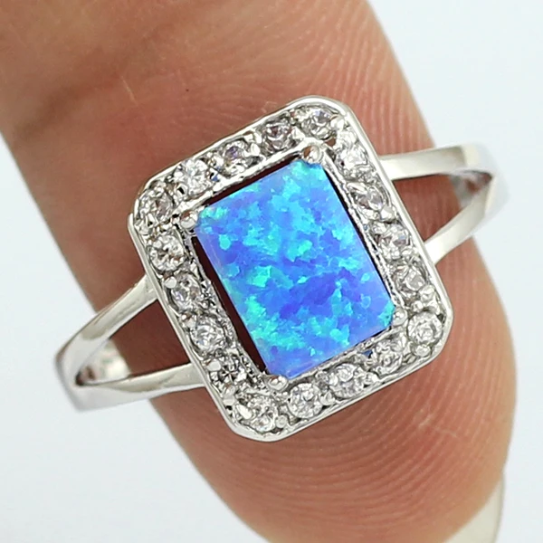 Haимис Синий огненный опал CZ женский коготь Inay модное Ювелирное кольцо Размер 6 5 61B