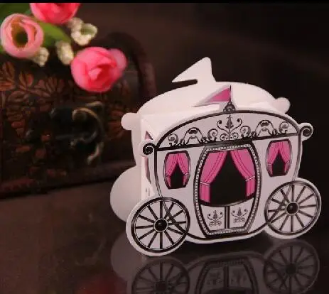 

Free Shipping 100pcs/lot Wedding Favor Lovely Princess Pumpkin Carriage Candy Box Lower Price Promotion