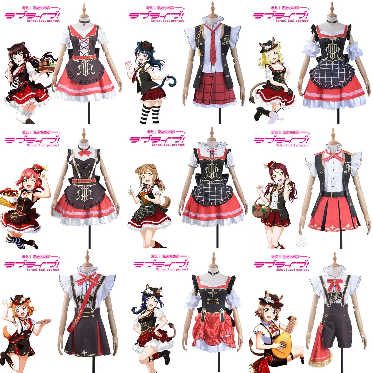 

Anime Lovelive Sunshine!!Aqours Ruby Dia Kunan Mari Riko Cosplay Costume All Members The Music of Bremen Halloween Suit For Wome