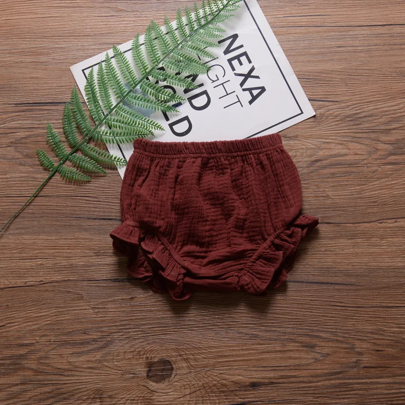 Детские шаровары однотонные шорты с оборками Pp штаны мягкие хлопковые милые для