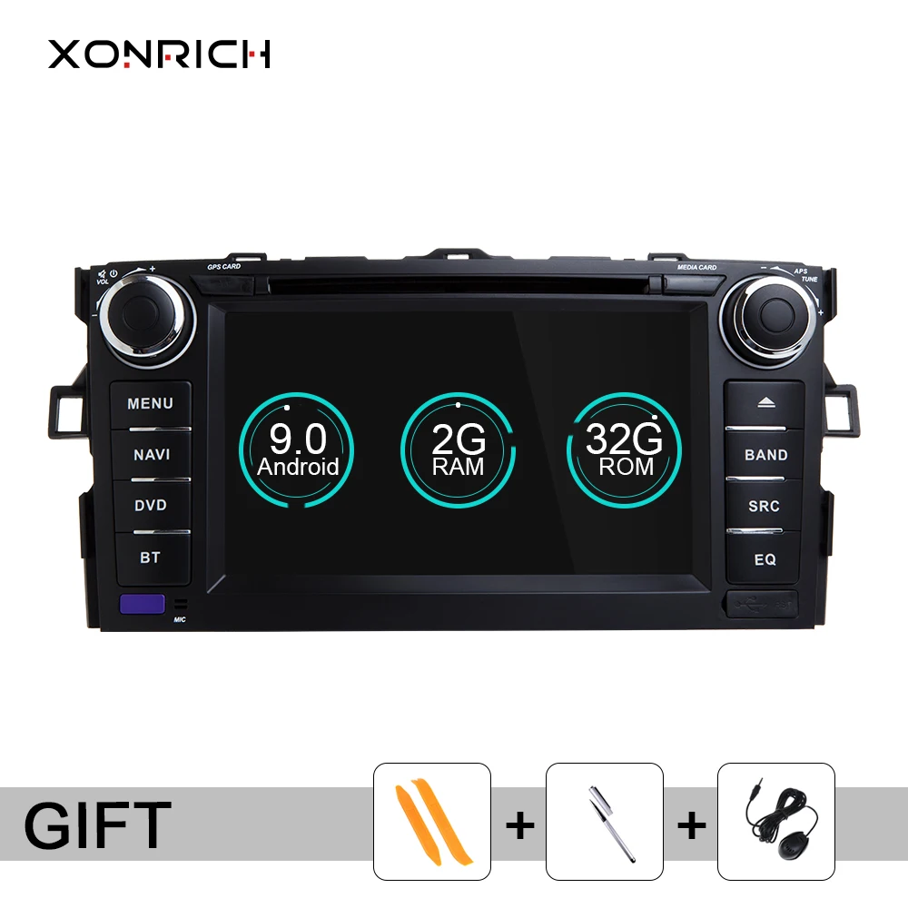 Автомобильный dvd плеер IPS Android 9 0 2 DIN для TOYOTA AURIS Altis COROLLA 2012 2013 GPS Радио экран стерео