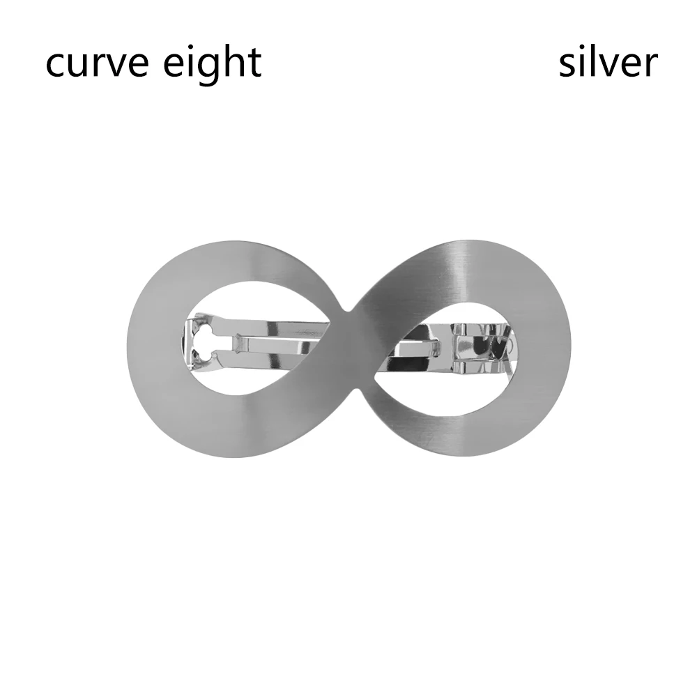 curve eight Sliver Женская металлическая заколка для волос в европейском и американском стиле, заколка для волос с геометрическим узором «ленивый ветер», заколка для волос «конский хвост», аксессуары для укладки волос для девочек - Цвет: curve eight Sliver