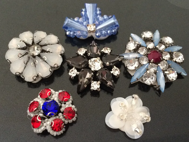 5 шт./лот брошь со стразами и бусинами нашивки аппликация винтажная вышитая ткань