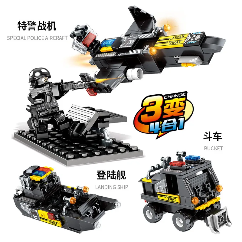 4 in 1 Police SWAT Building Blocks Enlighten Bricks Toys City Educational For children Gift | Игрушки и хобби