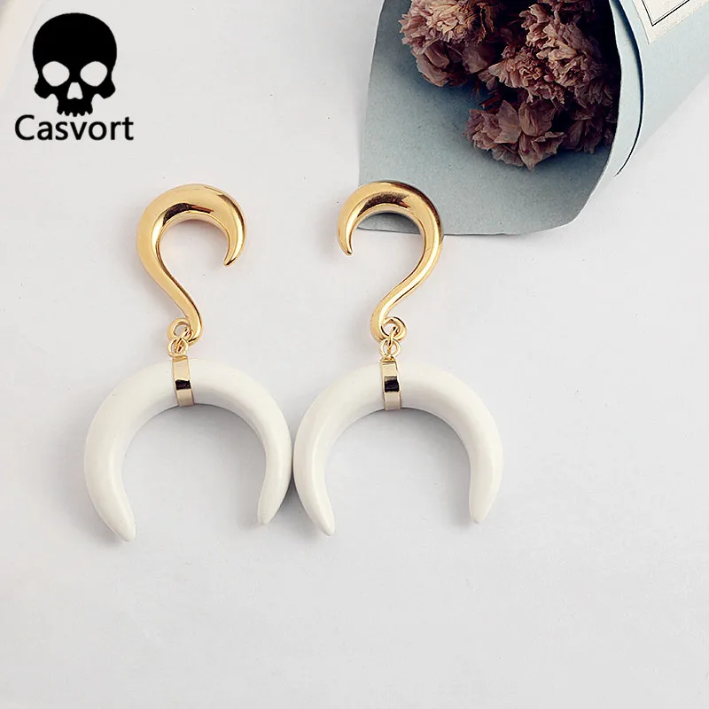 Уникальные лунные затычки для ушей Casvort туннель из нержавеющей стали золото