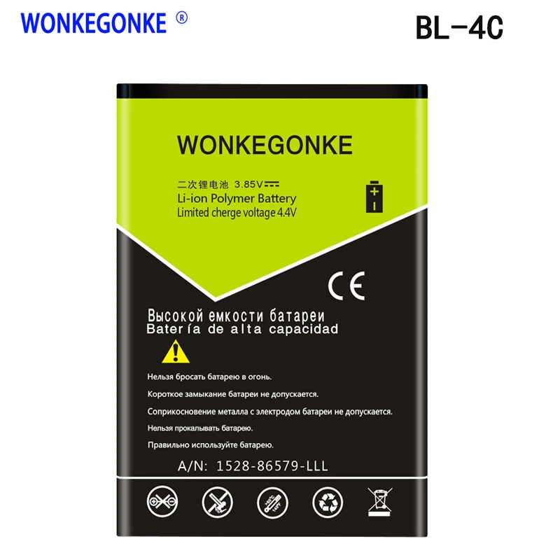 WONKEGONKE BL 4C 1500 мАч литий ионный аккумулятор для Nokia 6300 6136 6102i 2652 3108 6100 6170 6260 7270 6101 6102