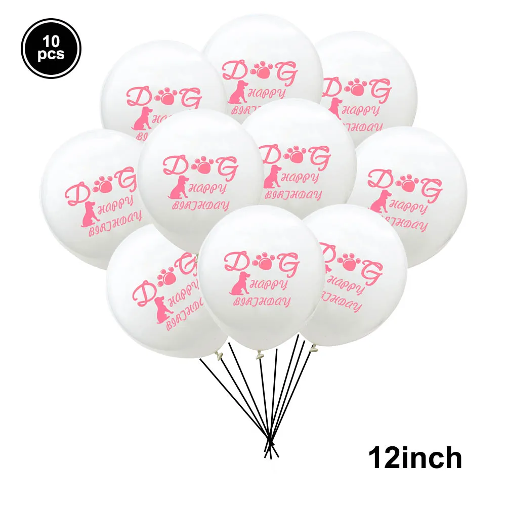 10pcs pink 10 шт. 12 дюймов собака с днем рождения латексный воздушный шар золото 16 дюймов wof фольга Balony собака день рождения поставки воздушные шары для украшения - Цвет: 10pcs pink