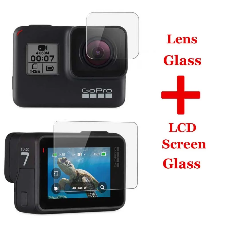 Lens And LCD Screen Для Go Pro Hero 5/6/7/8, цвета: черный с уровнем твердости 9H 2.5D Камера объектив/ЖК-дисплей Экран Премиум Защитная пленка из закаленного стекла - Цвет: Lens And LCD Screen