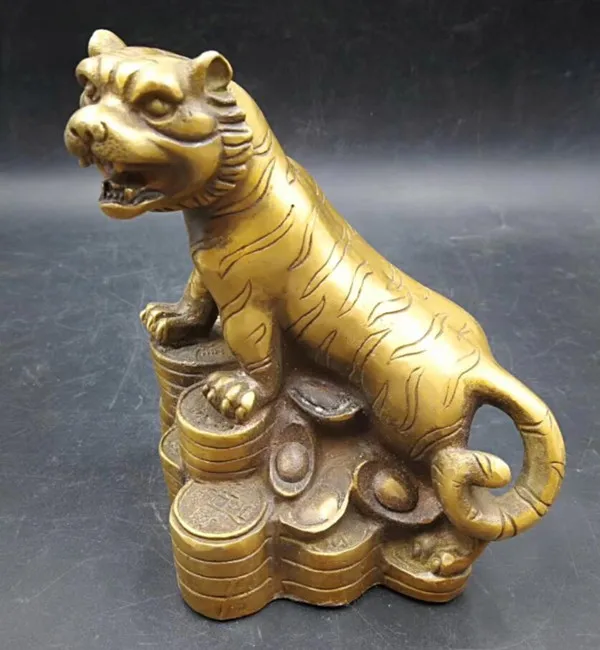 

Chinese archaize twelve Zodiac Fengshui Brass Wealth Tiger Statue