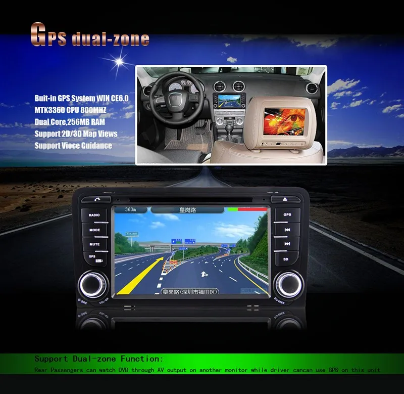 Eunavi 2 Din Автомобильный dvd-плеер для AUDI A3 S3 RS3 с 3G USB GPS BT IPOD FM RDS сабвуфер навигация