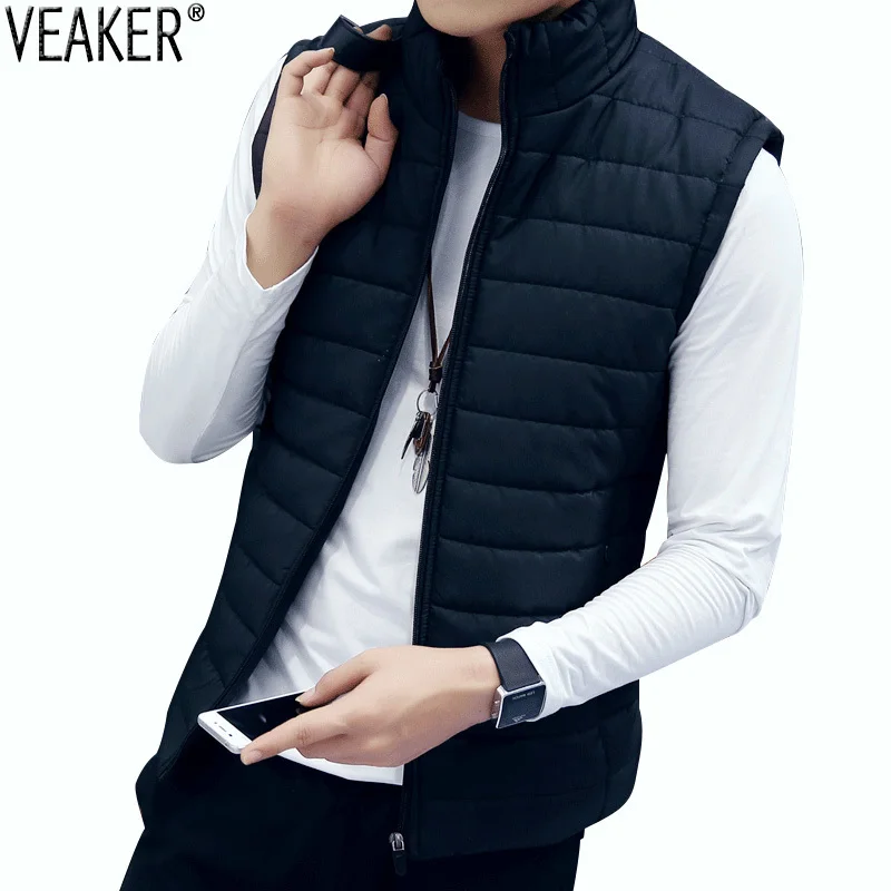 2019 осень мужской жилет однотонный без рукавов тонкий на молнии M 3XL|Мужские жилеты