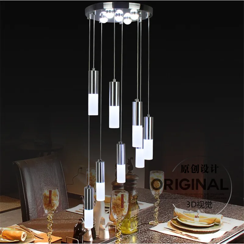 Современная короткая модная 8 головок 39 Вт Светодиодная акриловая Подвесная