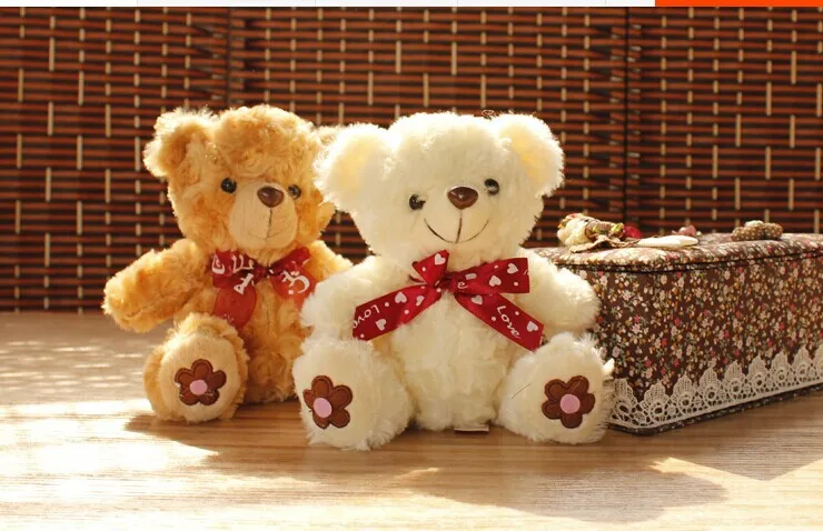 10 шт. милый плюшевый мишка игрушка белый и коричневый Мишка с цветком на ногах