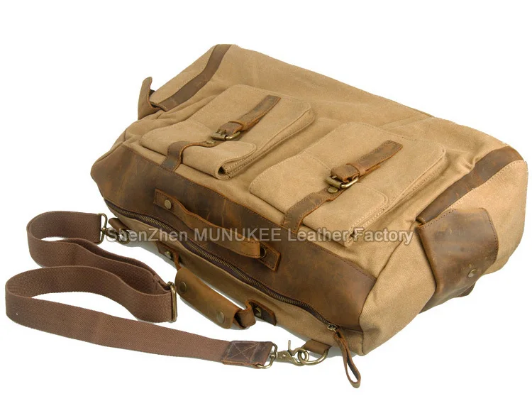 2019 Fashion Vintage Crazy Horse Leather Canvas Luggage Travel Bags Men's Large Capacity Duffel Bags Overnight Bag Weekend bag