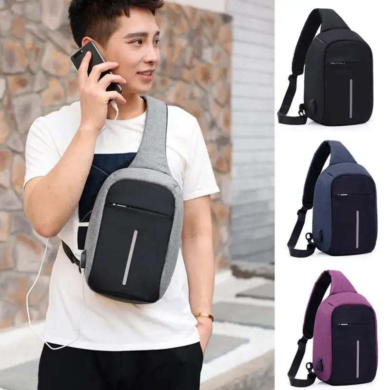 The New Waterproof Anti-Theft Chest Bag Hide Zipper Briefcase Charging Messenger Bag