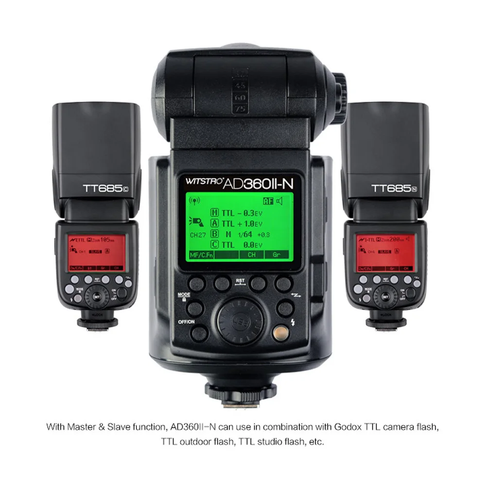 Godox Witstro AD360II N 360 Вт GN80 TTL вспышка и PB 960 Аккумулятор для Nikon DSLR камер X1T/C/N/S X1T