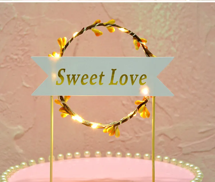 Светодиодный Цветок Свадебный торт Топпер Baby Shower для девочки Топпер для торта «С Днем Рождения» вечерние украшения поставщиков инструмент для украшения торта
