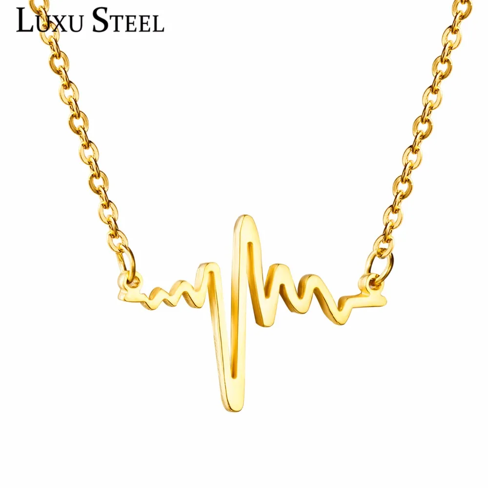 Модное ожерелье LUXUSTEEL подвеска с молнией изображением сердец чокер цепочкой для