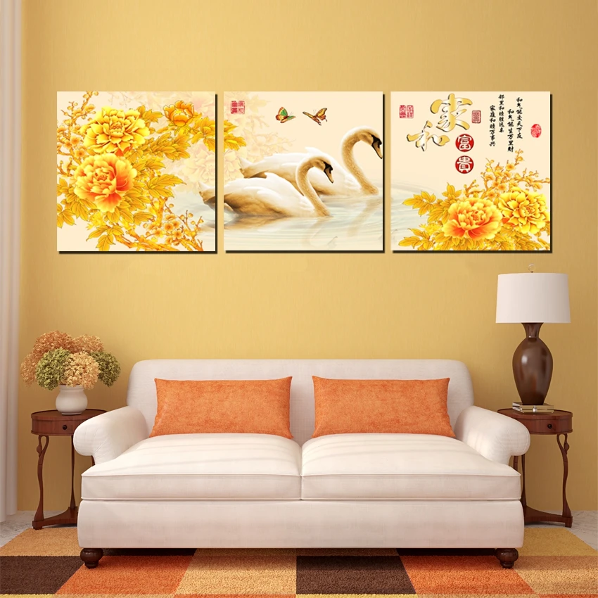 3 шт. декоративные картины на холсте лебедей|paint on canvas|art picturesmodern wall painting |