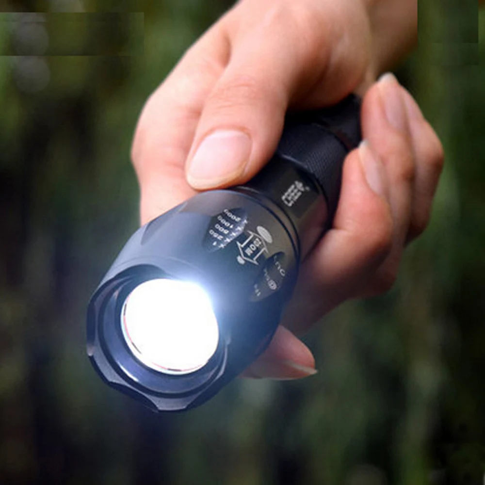 

Cree LED Flashlight 2000 Lumen Tactical Waterproof Zoomable Powerful XML T6 Lamp Camping Torch By 18650 Rechargeable Battery