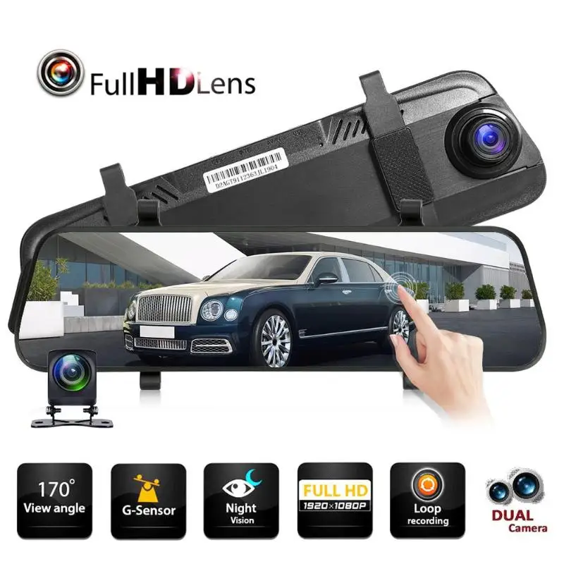 L9602 видеорегистратор 9 66 дюймов Автомобильное зеркало заднего вида DVR камера 1080p