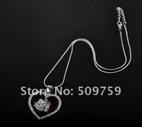 Fashion jewelry hot sale Hello kitty Pendant Crystal Necklaces costume Very beautifu|jewelry australian|necklace fashion jewelryjewelry necklace
