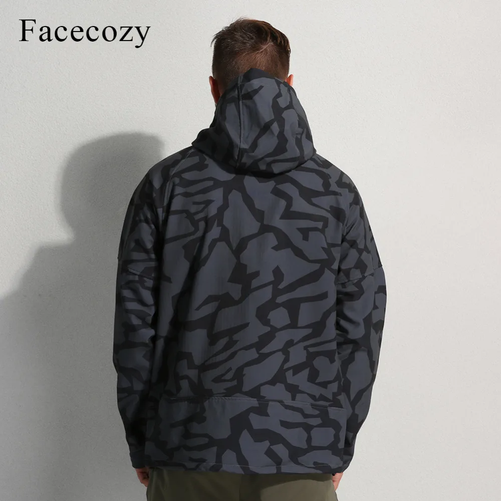 Мужская Флисовая Куртка Facecozy осенняя теплая куртка с капюшоном на молнии спереди