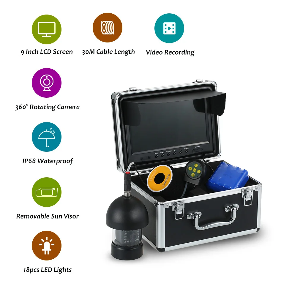 30 м подводная камера 1000TVL HD с поворотом на 360 градусов для рыбалки 18 шт.