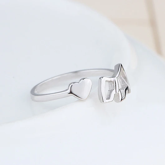 Authentic 925 Sterling Silver Cute Heart Dog Adjustable Ring For Women Anillo Bijoux Femme Jewelry Wedding Gift | Украшения и