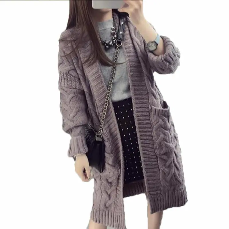 Дизайнерские осенне зимние женские свитера большого размера вязаные кардиганы