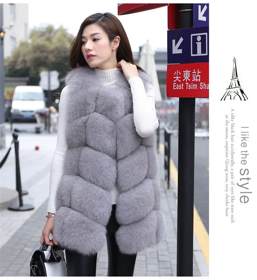 Жилет женский из натурального Лисьего меха зимний теплый длинный | Женская