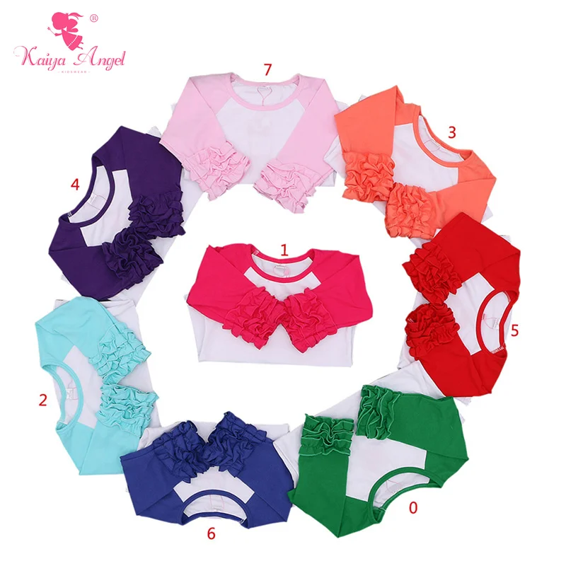 2017 одежда для маленьких девочек топ с оборками футболка реглан осенняя хлопковая