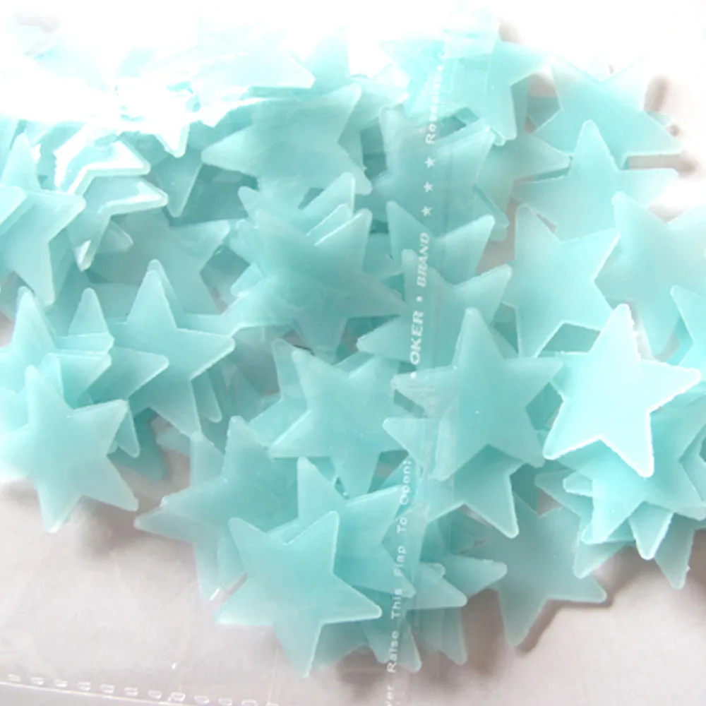 

New Popular 100PC baby Kids Blue Pink Bedroom Fluorescent Glow In The Dark Stars Stickers p# dropship
