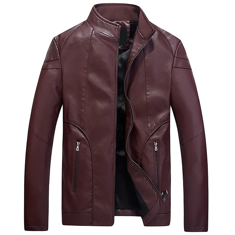 2020 Мужская модная однотонная кожаная куртка культивирует свою нравственность