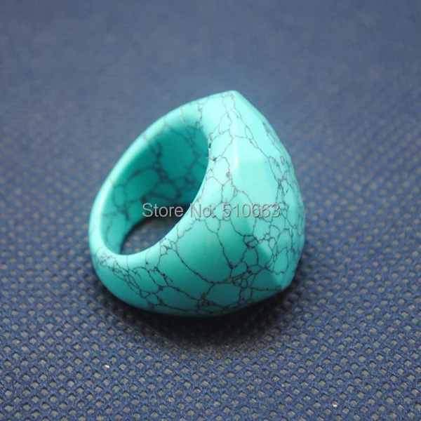 1 шт. кольцо с граненым камнем красивые синие бирюзовые бусины роскошное свадьба