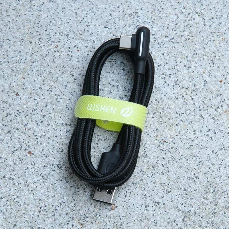 Wsken дышащий светодиодный кабель usb type-C 90 градусов 3 a кабель для быстрой зарядки и передачи данных usb-c для устройств samsung Xiaomi type-c