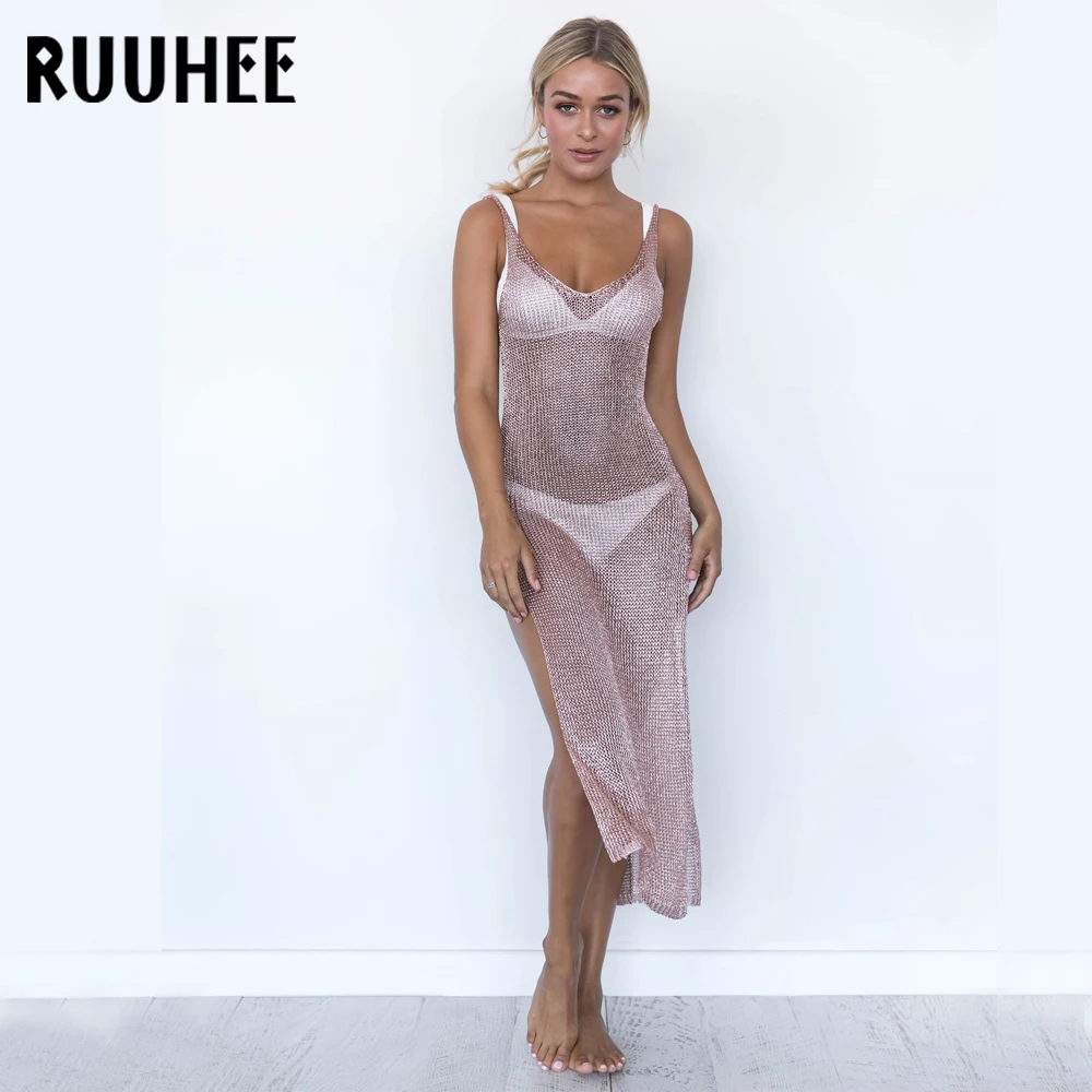 RUUHEE, новинка, женское пляжное платье, накидка, вязанная крючком, с кисточками, накидка, пляжная одежда, сексуальный прозрачный бикини, купальник, пляжная одежда
