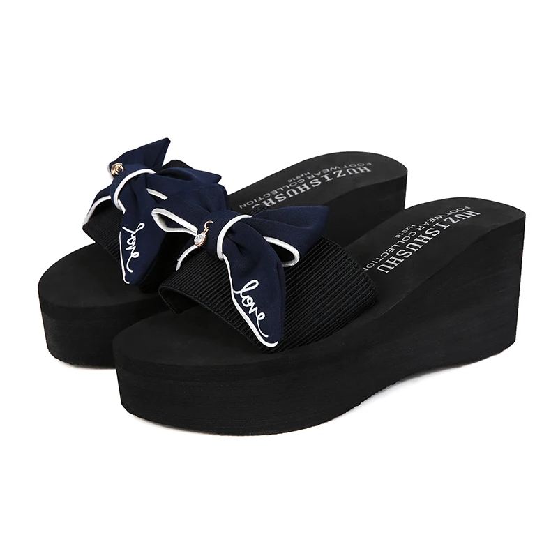 CNFIIA Women Slippers Outdoor Black Blue Home Ladies Fashion Slides Flip Flops Female Wedges High Cheap 2018 Summer New | Обувь
