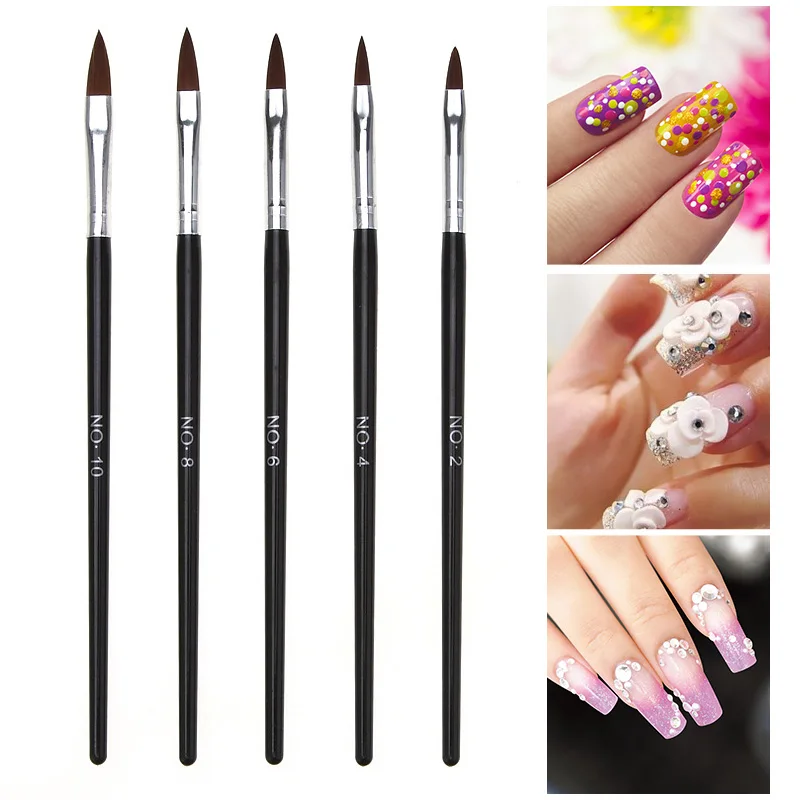 5 шт. акриловая кисть для дизайна ногтей ручка рисования цветами УФ-гель кисти