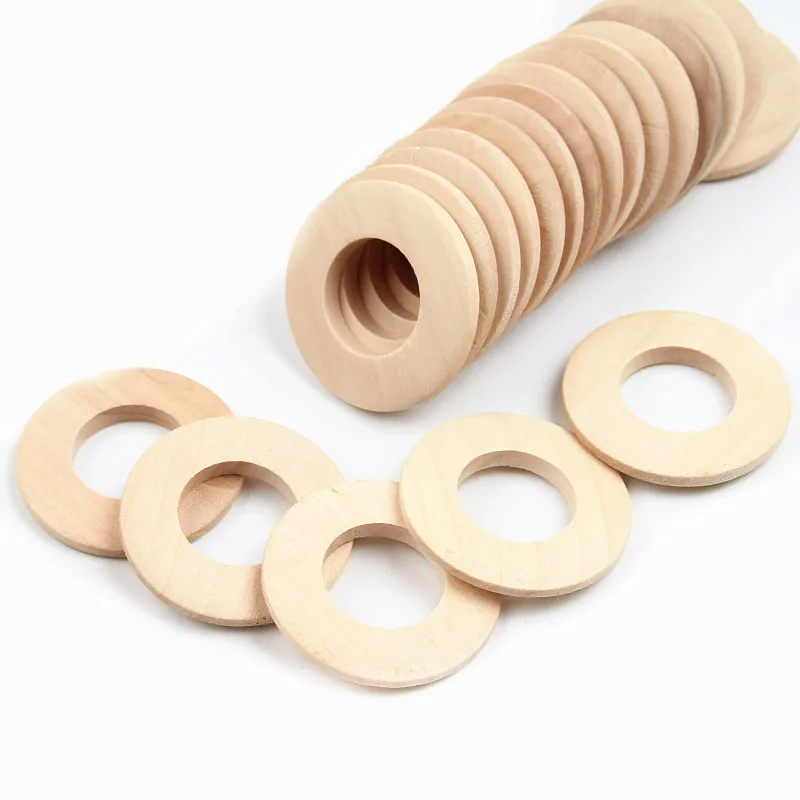 

DIY Wood Color Diameter:40mm/Inner Diameter:20mm Circle 60pcs Round Middle Big Hole Wood Beads For Jewelry Making