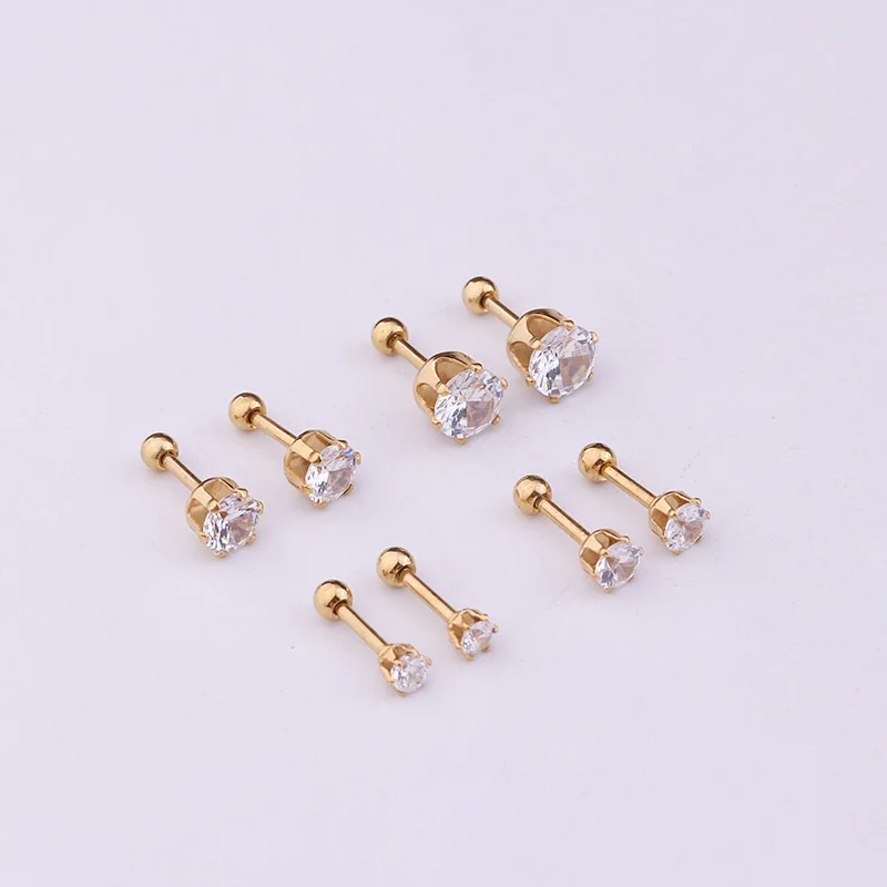 Sellsets 3/4/5/6mm круглые Cz козелка вперед спирали пирсинга хрящей серьги 316L Нержавеющая сталь ювелирные изделия пирсинг уха