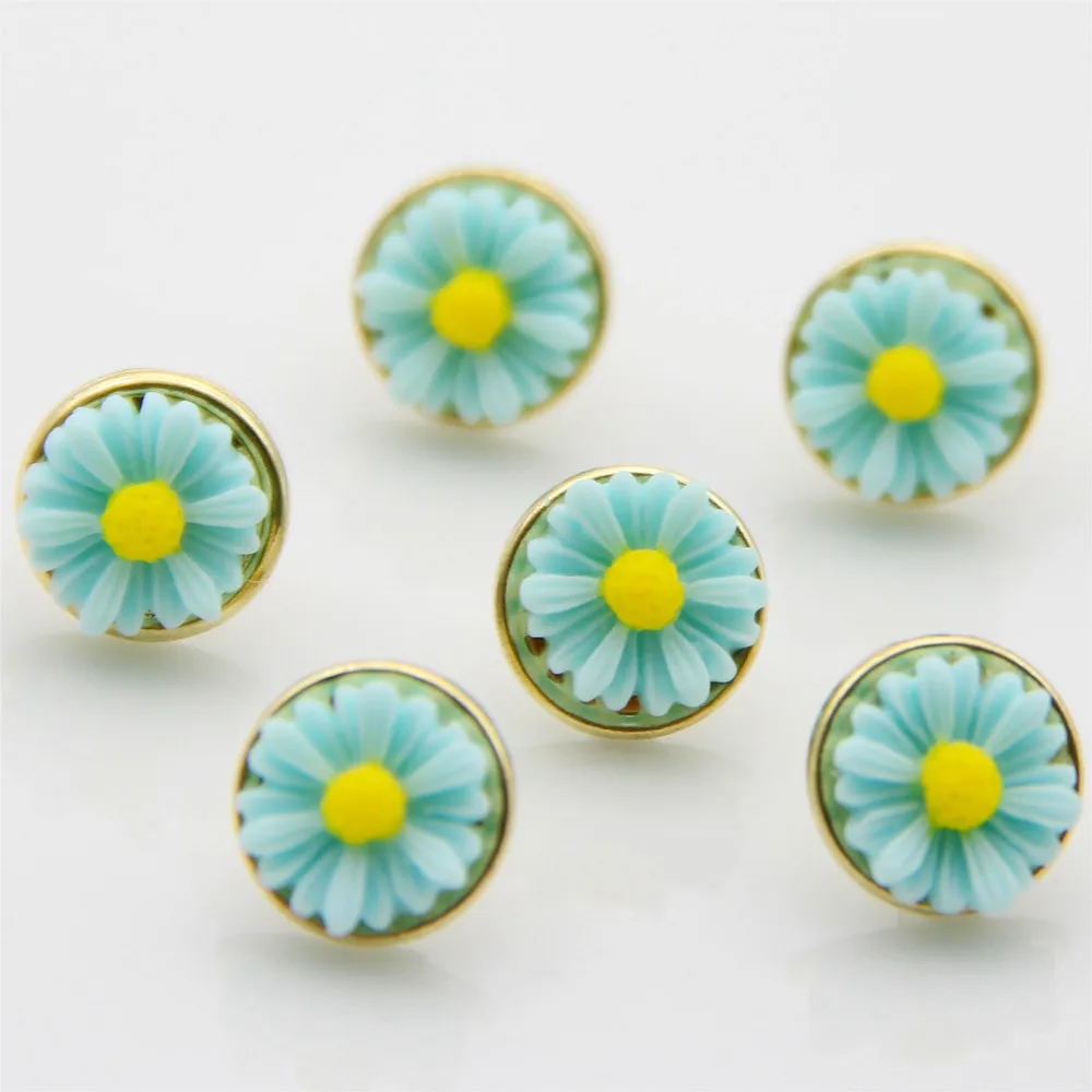 Sky Blue as photo 20 шт 12 мм Красочные цветы маргаритки металлические брады для DIY скрапбукинга украшения фотоальбома украшения ручной работы аксессуары - Цвет: Sky Blue as photo