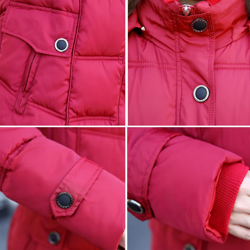 Женское длинное пуховое пальто с меховым воротником Длинная женская уличная