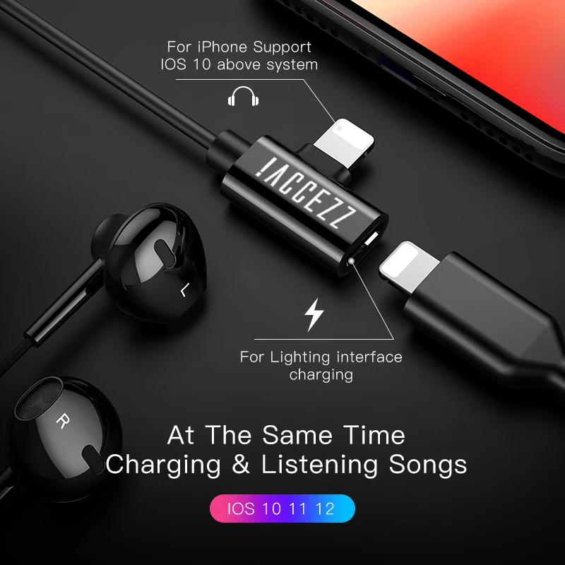 ! ACCEZZ магнитные наушники HiFi 2 в 1 Наушники-вкладыши освещение для iPhone XS MAX XR X 8 7 Plus IOS