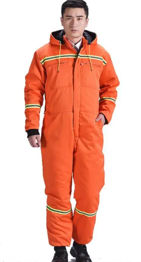 M-4XL, новинка, мужские зимние рабочие хлопковые цельные комбинезоны, утепленный комбинезон, строительная Рабочая фабрика, сиамская защитная одежда - Цвет: Оранжевый