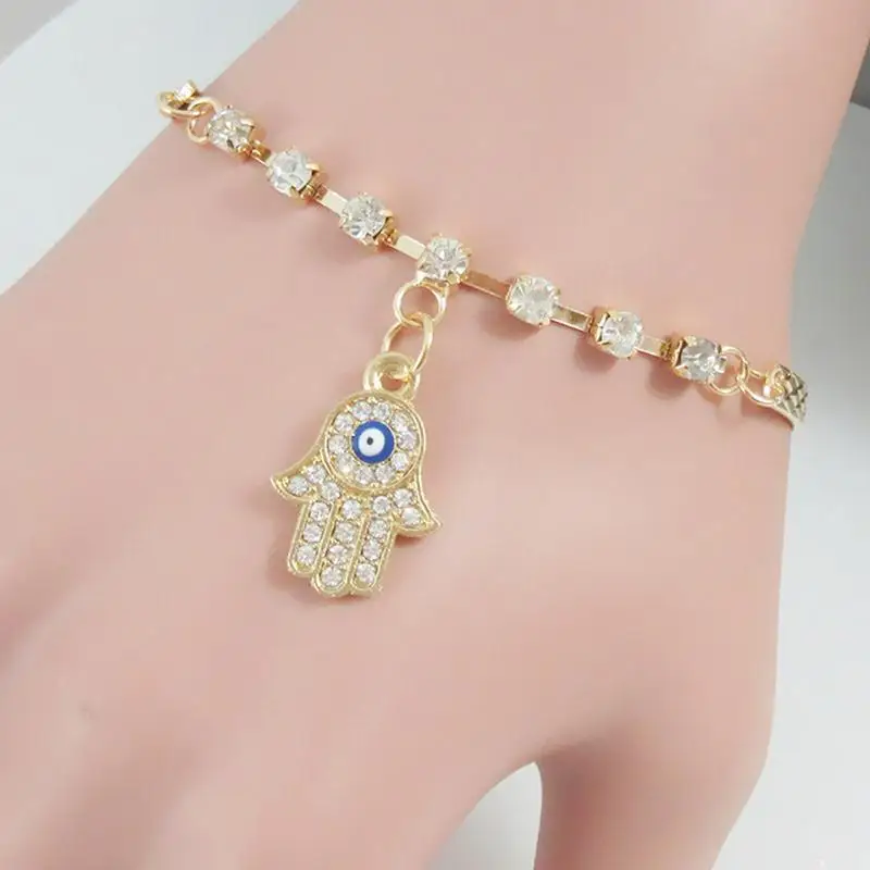 Женский символ Хамса рука Фатимы кулон стразы золотой браслет ювелирные изделия