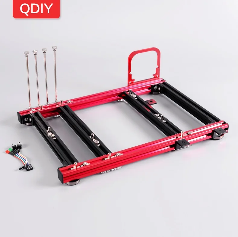 Black and Red QDIY PC-JMK6 MicroATX алюминиевый сплав горизонтальный полный Открытый Чехол для компьютера шасси для DIY плеера - Цвет: Black and Red